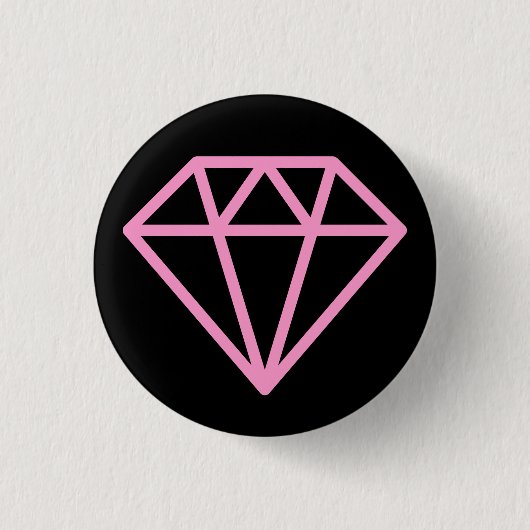 Einfach Diamant - Rosa auf schwarz Button (Vorderseite)