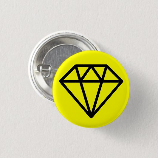 Einfach Diamant - schwarz auf gelb Button (Vorne & Hinten)