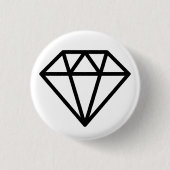 Einfach Diamant - Schwarz auf Weiß Button (Vorderseite)