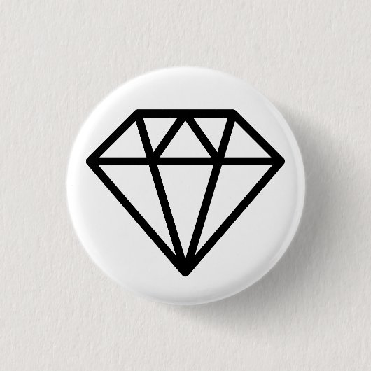 Einfach Diamant - Schwarz auf Weiß Button (Vorderseite)
