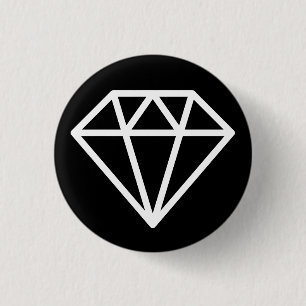Einfach Diamant - weiß auf schwarz Button