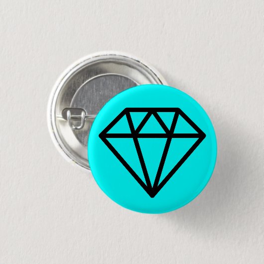 Einfach Diamond - Schwarz auf Cyan Button (Vorne & Hinten)
