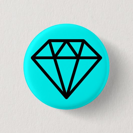 Einfach Diamond - Schwarz auf Cyan Button (Vorderseite)