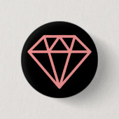 Einfach Diamond - Weichrosa auf schwarz Button (Vorderseite)