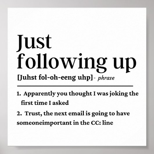 Einfach die lustige Definition nachverfolgen Poster (Vorne)