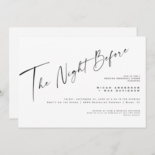 Einfach die Nacht vor dem Probe Einladung (Vorne/Hinten)