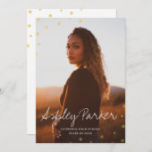 Einfach Dots Foto Graduate Announcement Card Ankündigung (Vorne/Hinten)