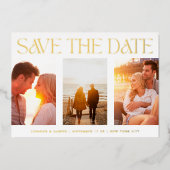 Einfach drei Multi-Foto Save the Date richtig Folieneinladung (Vorderseite)