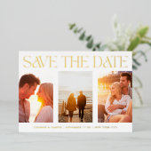 Einfach drei Multi-Foto Save the Date richtig Folieneinladung (Stehend vorne)