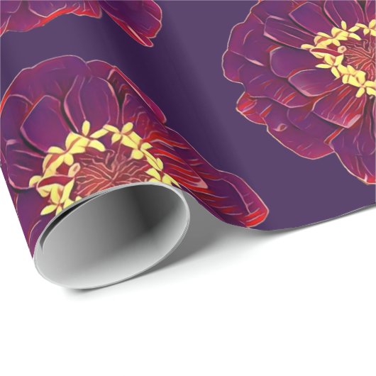 Einfach dunkel Lila gestrichen Zinnia Floral Geschenkpapier (Rolleneckpunkt)