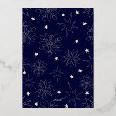 Einfach dunkelblau und Gold Eleganter Weihnachtsba Folieneinladung (Rückseite)