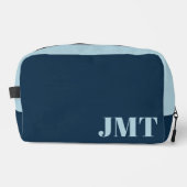 Einfach dunkelblau und hellblau mit Monogramm Waschbeutel (Vorderseite)