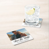 Einfach ein Foto Hochzeit speichern Sie das Datum  Rechteckiger Pappuntersetzer (Vor Ort)