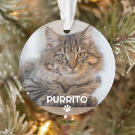 Einfach ein Foto Pet Name Paw Print Memorial Ornament