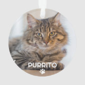 Einfach ein Foto Pet Name Paw Print Memorial Ornament (Rückseite)