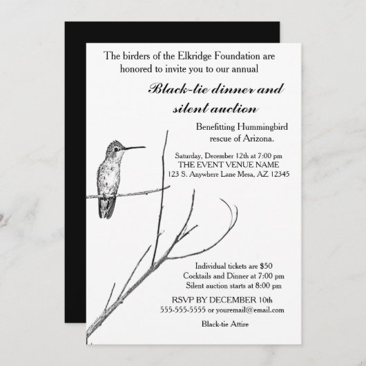 Einfach ein Hummingbird auf einem Stock einladen Einladung (Vorne/Hinten)