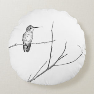 Einfach ein Kolibri auf einem Stock Rundes Kissen