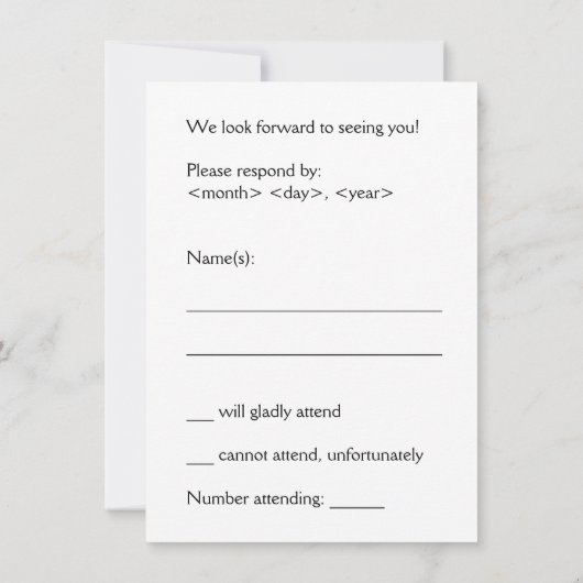 Einfach & einfach "R.S.V.P." Karte (Rückseite)