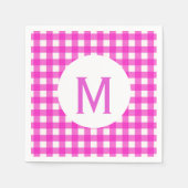 Einfach einfaches einfaches Hot Pink Gingham Monog Serviette (Vorderseite)