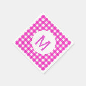 Einfach einfaches einfaches Hot Pink Gingham Monog Serviette (Ecke)