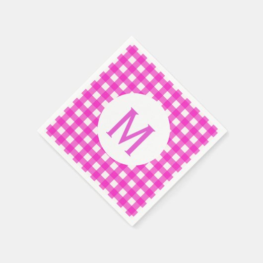 Einfach einfaches einfaches Hot Pink Gingham Monog Serviette (Ecke)