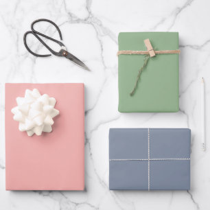 Einfach einfarbiges Melonen-Pink Cambridge Blau Co Geschenkpapier Set