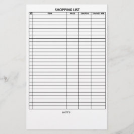 Einfach, Einkaufsliste zu lesen Briefpapier