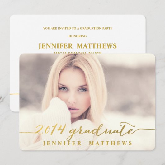 Einfach| Einladung zur Graduierung (Vorne/Hinten)