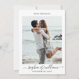 Einfach elegant 2 Foto Hochzeit speichern Sie das  Save The Date