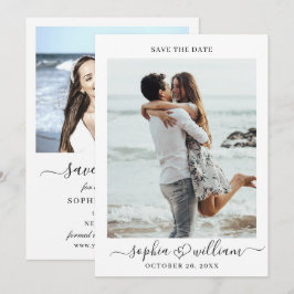 Einfach elegant 2 Foto Hochzeit speichern Sie das  Save The Date