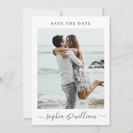 Einfach elegant 2 Foto Wedding Hearts Einfach Save The Date (Vorderseite)