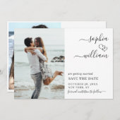 Einfach elegant 2 Foto Wedding Hearts Einfach Save The Date (Vorne/Hinten)