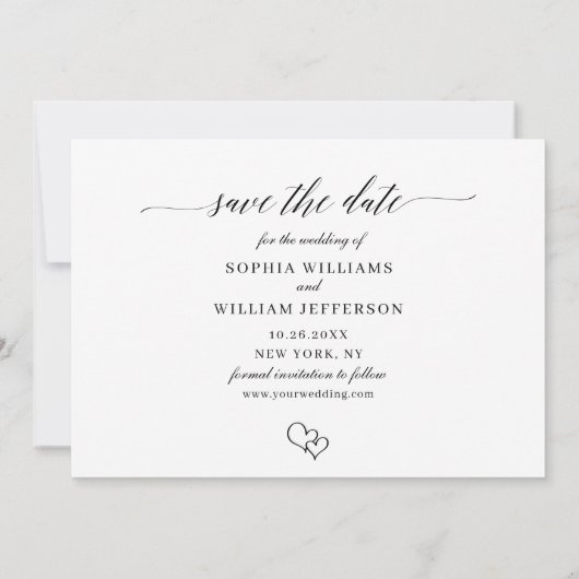 Einfach elegant 3 Foto Wedding Modern Einfach Save The Date (Rückseite)