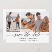Einfach elegant 3 Foto Wedding Modern Einfach Save The Date (Vorne/Hinten)