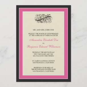 Einfach Elegant 5x7 Schwarz/Fuchsia Hochzeitseinla Einladung