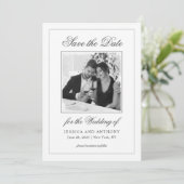 Einfach Elegant Affair Foto Save the Date Karte (Stehend Vorderseite)