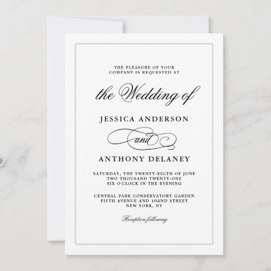 Einfach Elegant Affair Hochzeit Einladung (Vorderseite)