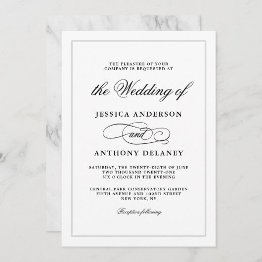 Einfach Elegant Affair Hochzeit Einladung (Vorne/Hinten)