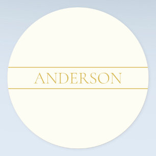 Einfach Elegant Anpassbarer Text Gold Beige Runder Aufkleber