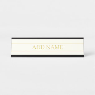 Einfach Elegant Anpassbarer Text Gold Beige Schreibtischnamensplakette