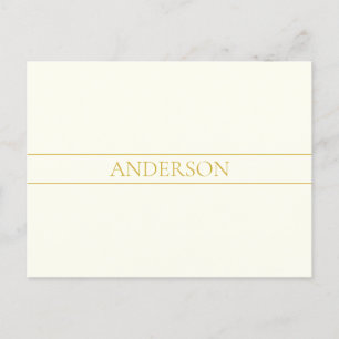 Einfach Elegant Anpassbarer Text Gold Cremeweiß Postkarte
