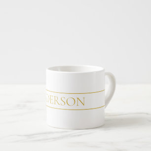 Einfach Elegant Anpassbarer Text Gold & Weiß Espressotasse