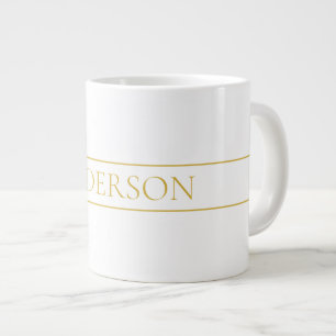Einfach Elegant Anpassbarer Text Gold & Weiß Jumbo-Tasse