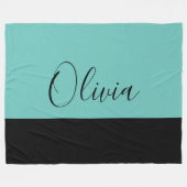 Einfach elegant Aquamarin mit Black Trim Personali Fleecedecke (Vorderseite (Horizontal))
