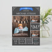 Einfach Elegant Baby Boy Birth Ankündigung (Stehend Vorderseite)