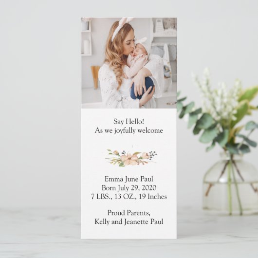 Einfach Elegant Birth Announcement Einladung (Stehend Vorderseite)