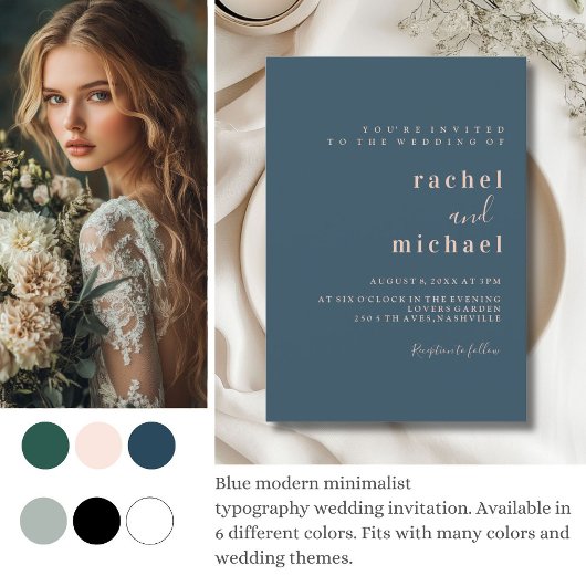 Einfach, elegant, blau einladung