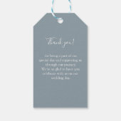 Einfach, elegant, blau-grau, Hochzeit Geschenkanhänger (Rückseite)