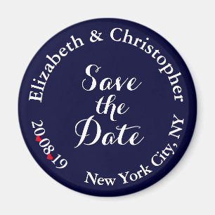 Einfach Elegant Blau Weiße Hochzeit "Save the Date Magnet