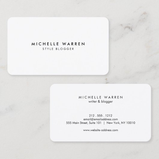 Einfach Elegant Blogger Business Card Visitenkarte (Vorne/Hinten)